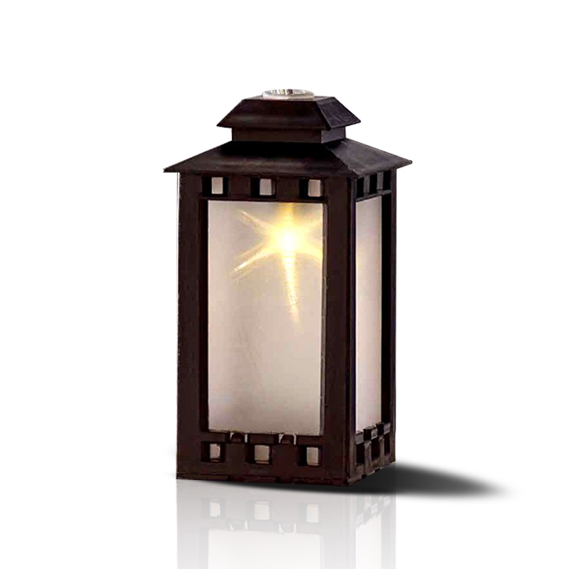 mini metal lantern with flame