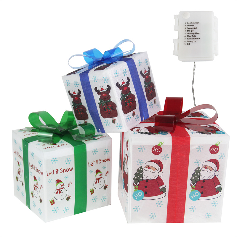 Christmas Lighted PVC Gift Boxes with santa and deer