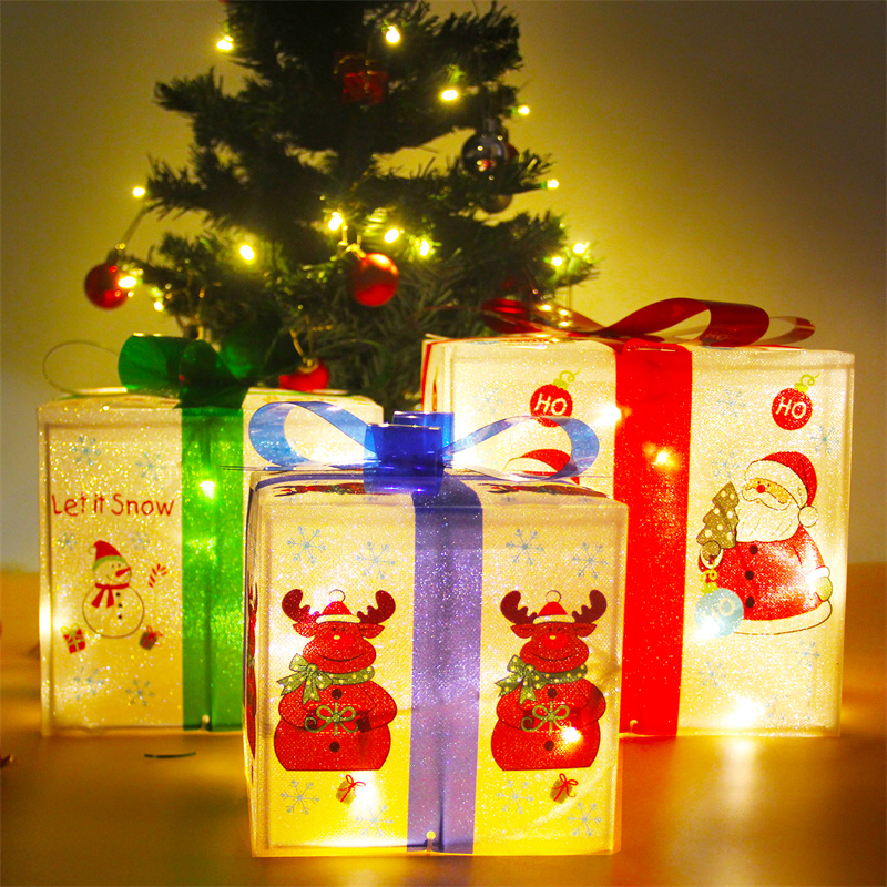 Christmas Lighted PVC Gift Boxes with santa and deer