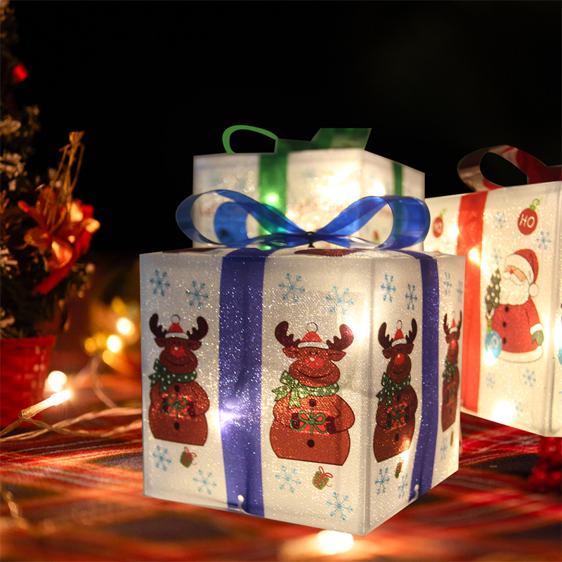 Christmas Lighted PVC Gift Boxes with santa and deer