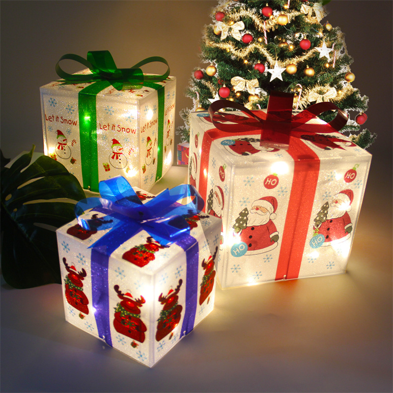 Christmas Lighted PVC Gift Boxes with santa and deer