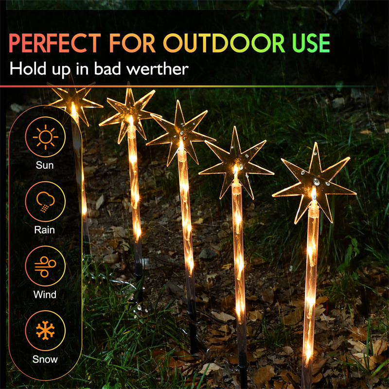 Solar Christmas Lights Outdoor Waterproof 5Pack  star warmwhite