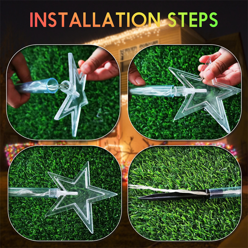 Solar Christmas Lights Outdoor Waterproof 5Pack  star warmwhite