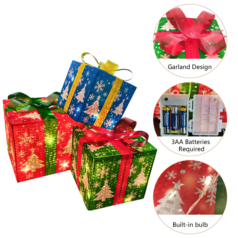 Christmas Lighted PVC  Gift Boxes