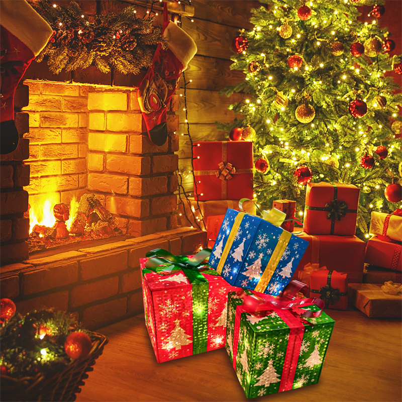 Christmas Lighted PVC  Gift Boxes