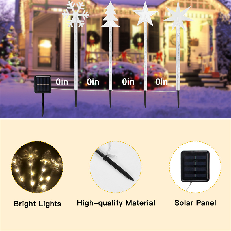 Solar Christmas Lights Outdoor Waterproof, 4Pack Multiple Solar Powered