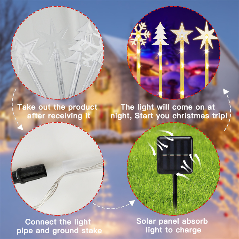 Solar Christmas Lights Outdoor Waterproof, 4Pack Multiple Solar Powered