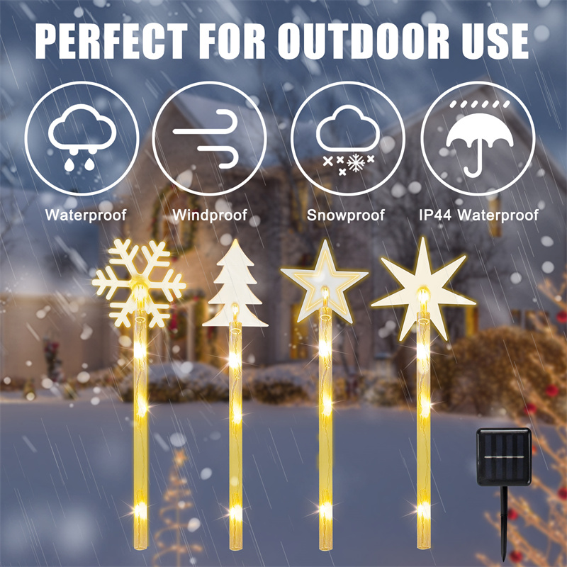 Solar Christmas Lights Outdoor Waterproof, 4Pack Multiple Solar Powered