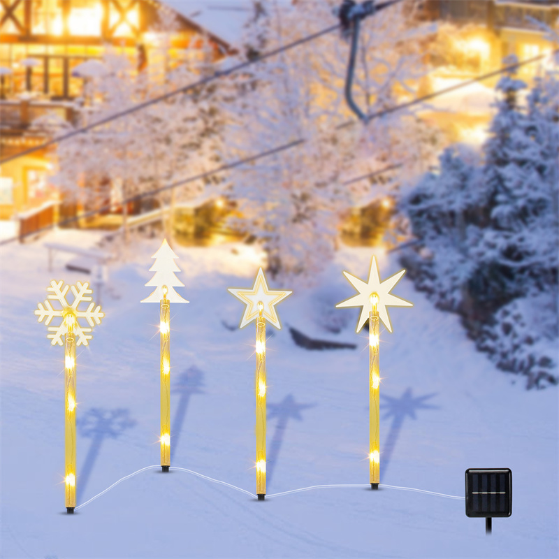 Solar Christmas Lights Outdoor Waterproof, 4Pack Multiple Solar Powered