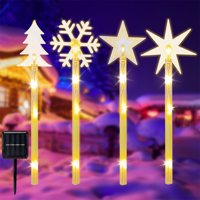 Solar Christmas Lights Outdoor Waterproof, 4Pack Multiple Solar Powered