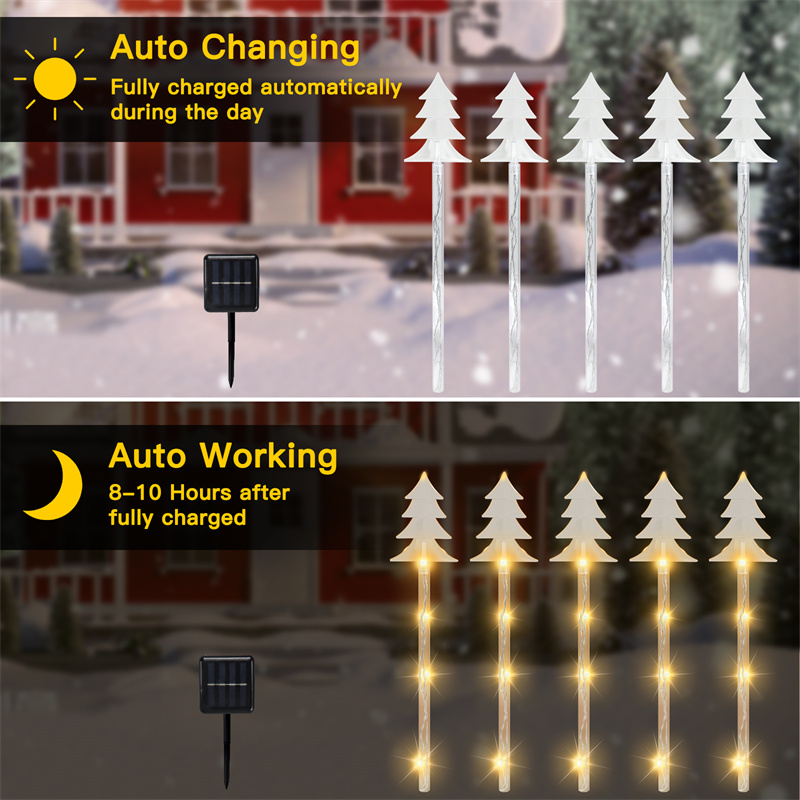 Solar Christmas Pathway Lights tree 5pack