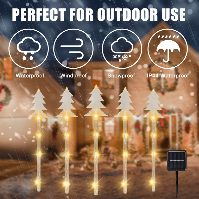 Solar Christmas Pathway Lights tree 5pack