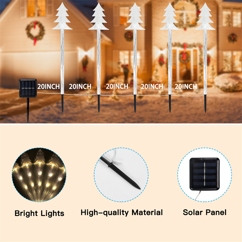 Solar Christmas Pathway Lights tree 5pack