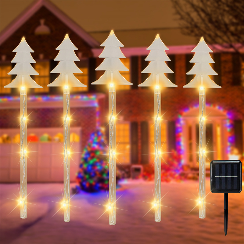 Solar Christmas Pathway Lights tree 5pack