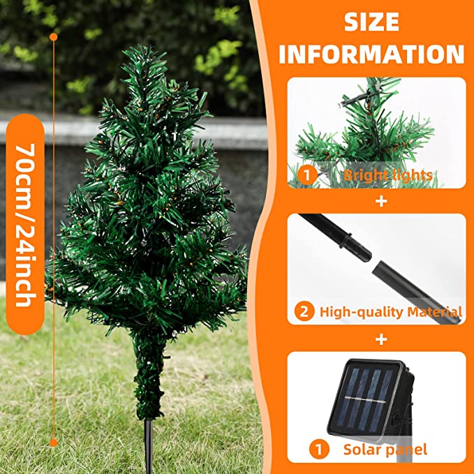 Outdoor Solar Garden Lights 4 Pack Decorative Xmas Tree Christmas